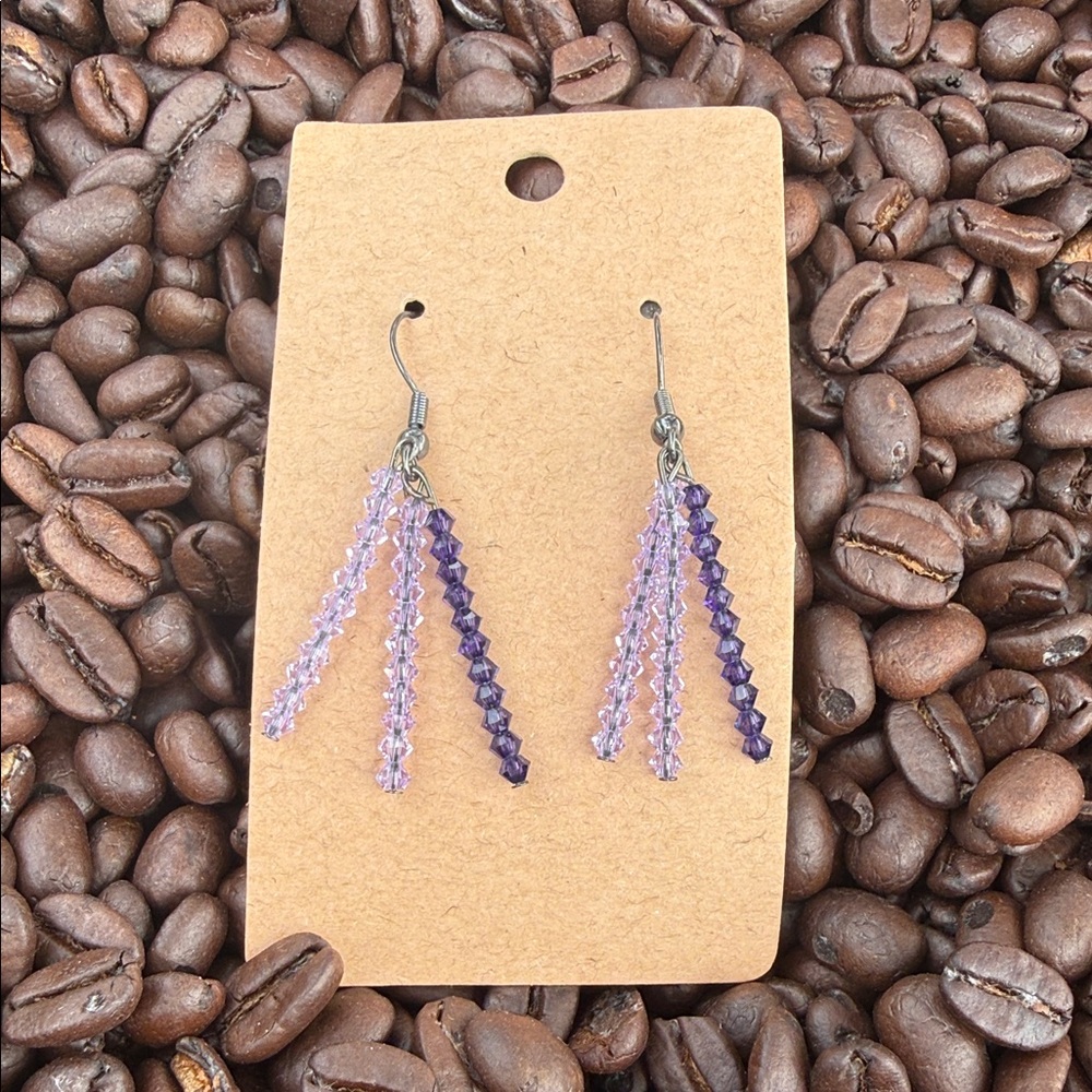 Handmade Purple and Lilac Beaded Dangle Earrings - Women Jewelry